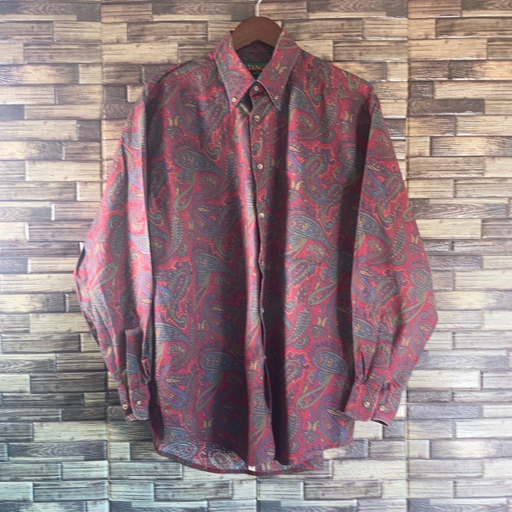 90’s VTG Tango by Max Raab Button Down Floral Paisley Print Shirt Large EUC